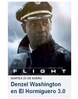 Mañana Denzel Washington en El Hormiguero 3.0