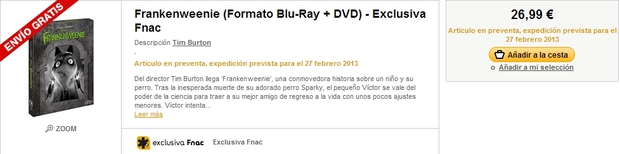Frankenweenie (Formato Blu-Ray + DVD) - Exclusiva Fnac