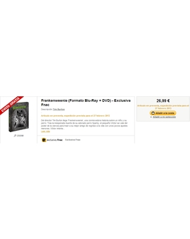 Frankenweenie (Formato Blu-Ray + DVD) - Exclusiva Fnac