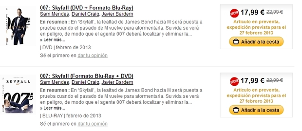Fnac:Skyfall: -10% adicional en pre-reservas