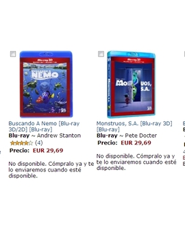 Amazon.es 2X1 Pixar 3D (Ahora si entran,pero no están de momento disponibles)