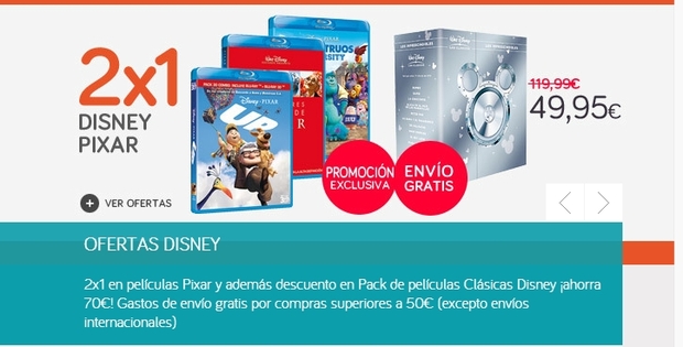 2x1 en películas Disney Pixar (ECI)