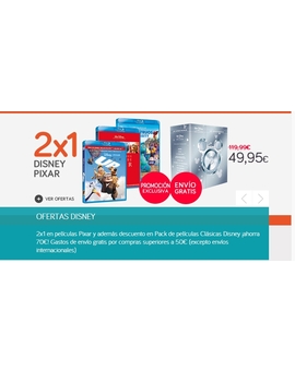 2x1 en películas Disney Pixar (ECI)
