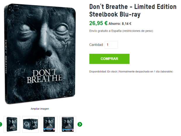 No Respires (Steelbook) en Zavvi. ¿Lleva castellano?