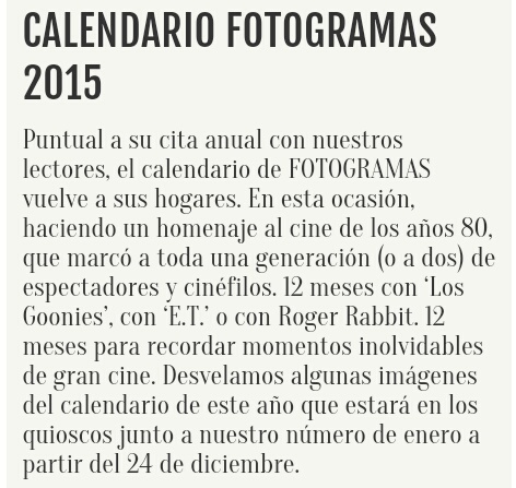 Calendario 2015 con nostálgia ochentera!