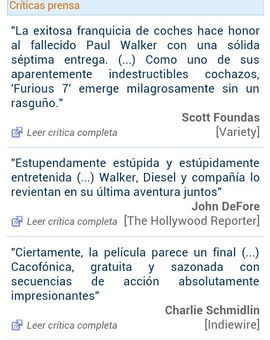 Primeras críticas de Fast 7.