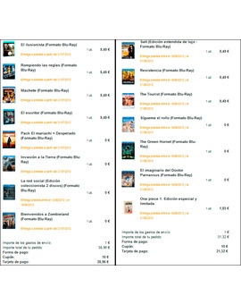 Pedido del 2x1 en películas SONY de la Fnac