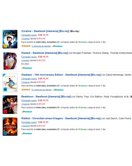 ¡Nuevos steelbooks alemanes en Amazon.es!