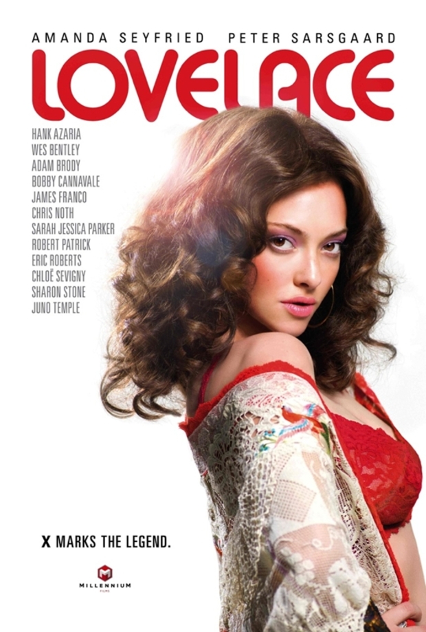 X Marks the Legend. Cartel de 'Lovelace': Amanda Seyfried es Garganta Profunda