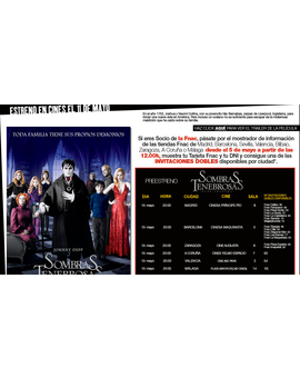 Sombras tenebrosas,entradas gratis socios fnac 