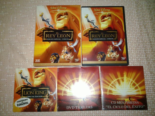 DVD El Rey León con funda de cartón y 3 discos de extras inéditos independientes precintados