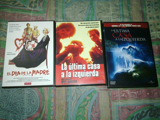 DVD's: El dia de la madre (Troma), La Ultima Casa a la Izquierda (Clásico Wes Craven), La ultima casa a la izquierda (Remake)