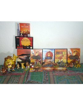 Pack DVD Trilogia El Rey León, Edición funda de Cartón, videojuegos Oficiales Snes y Game Boy Advance, figuritas de El Rey León y Mickey Mouse (Mascota de Walt Disney)
