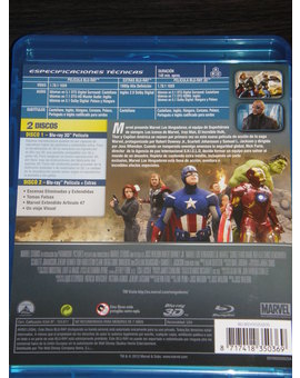 Los Vengadores (Blu-ray + Blu-ray 3D) contraportada