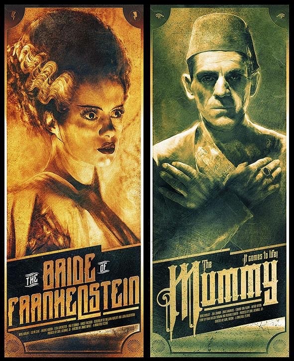 LA NOVIA DE FRANKENSTEIN y LA MOMIA posters de RICH DAVIES