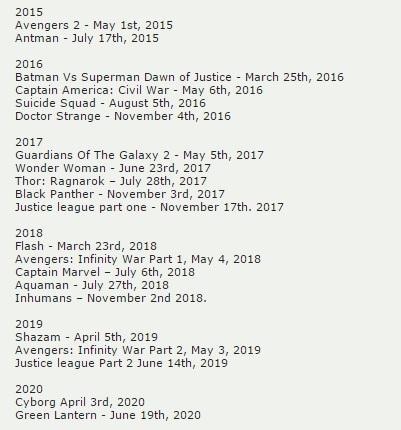 Y entonces este sería el calendario DC/MARVEL (si no lo cambian)