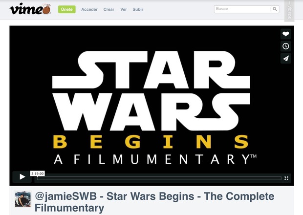 STAR WARS BEGINGS A FILMUMENTARY de JAMIE BENNING 2 horas 19 con imagenes nunca vistas