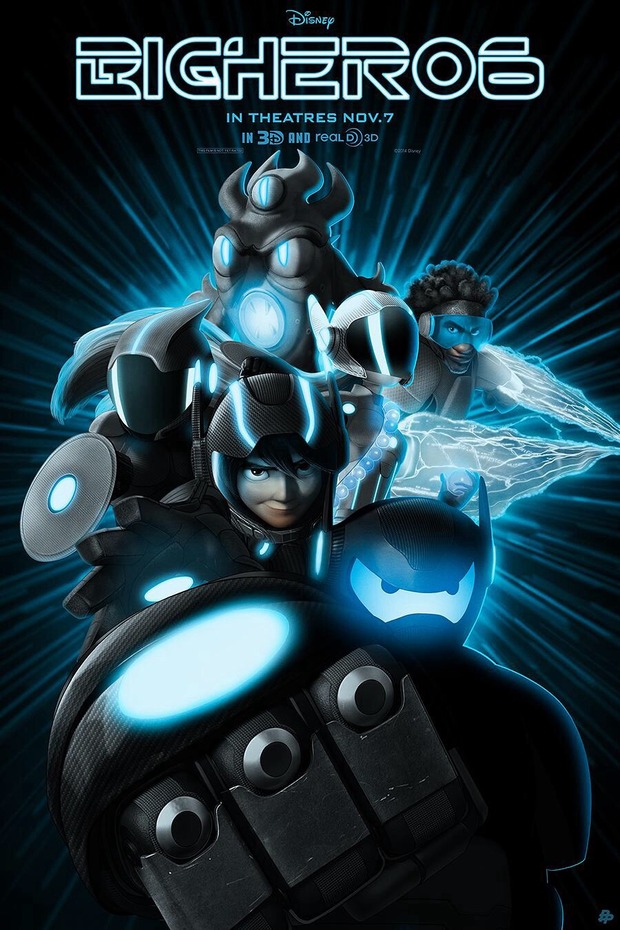 BIG HERO 6 póster de JOHN ASLARONA al estilo TRON