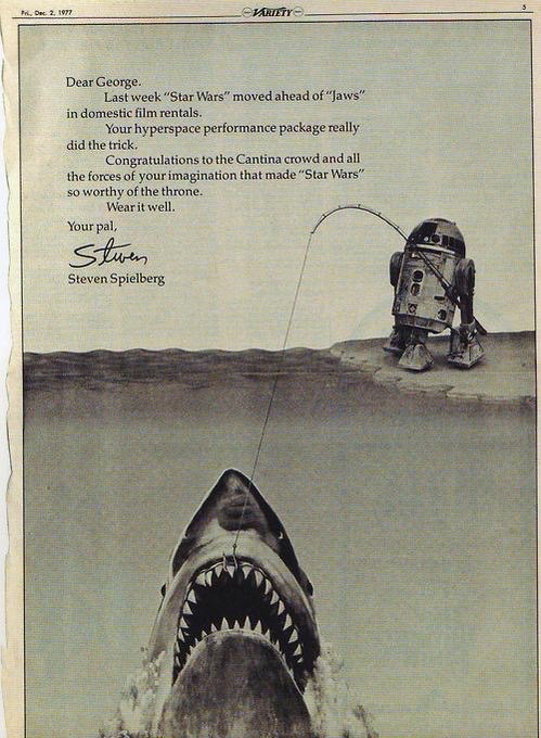 Cuando STAR WARS desbacó a TIBURÓN, SPIELBERG mandó esto a LUCAS