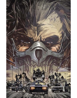 Y el cómic. MAD MAX: FURY ROAD: NUX & IMMORTAN JOE. Escrito por GEORGE MILLER, NICO LATHOURIS y MARK SEXTON. Dibujo de RICCARDO BURCHIELLI y LEANDRO FERNANDEZ con portada de TOMMY LEE EDWARDS