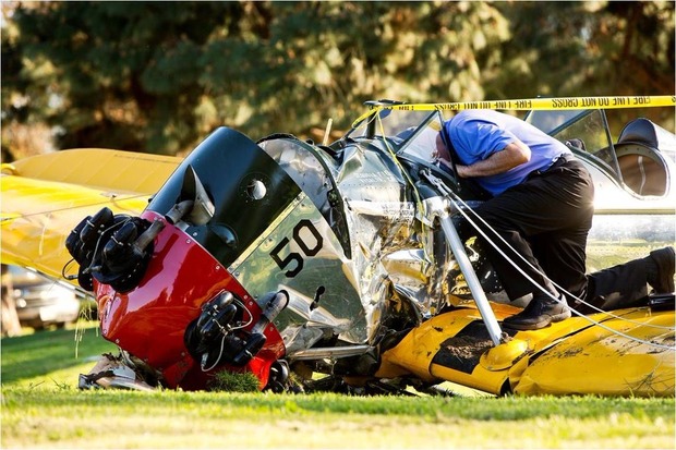 Así ha quedado la avioneta de HARRISON FORD.