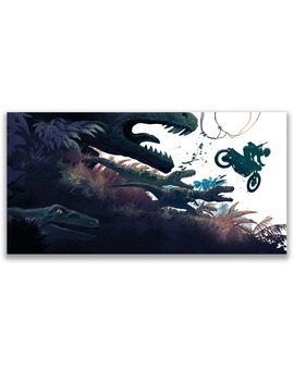 Edición limitada en vinilo de la BSO de JURASSIC WORLD diseñada por MONDO. Incluye esta lámina.