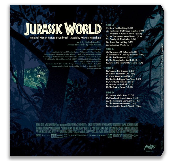 Edición limitada en vinilo de la BSO de JURASSIC WORLD diseñada por MONDO. 2