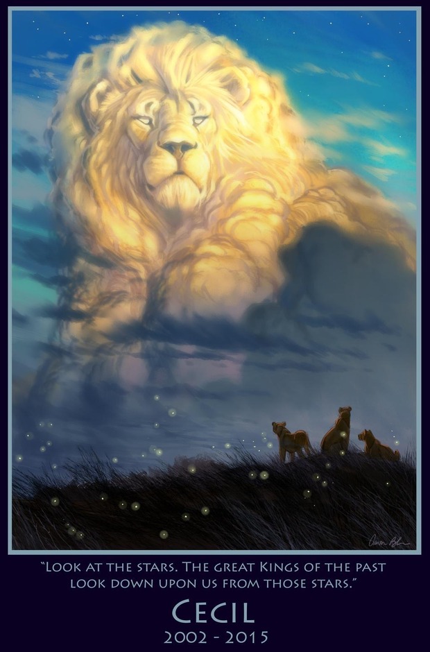Aaron Blaise, animador de Disney ('El Rey Leon') homenajea al león Cecil.