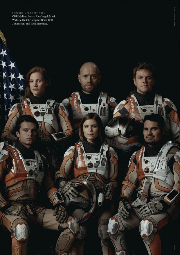 Foto oficial de la tripulación de la misión Ares 3 a Marte.