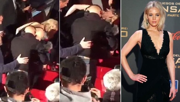 Jennifer Lawrence besa la alfombra roja en Madrid siguiendo su costumbre.