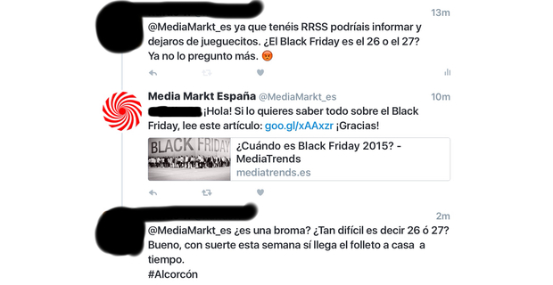 Besugadas Media Markt en las RRSS. Cualquier cosa antes que informar.