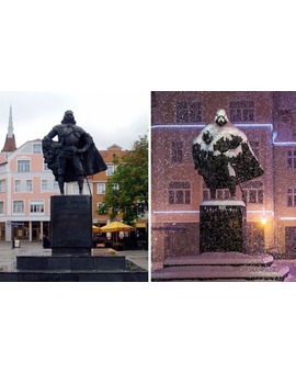Esta estatua en Polinia cuando nieva...