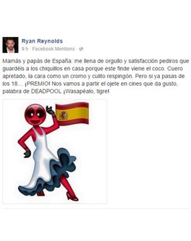 Facebook de Ryan Reynolds.
