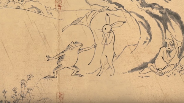 Anuncio de Studio Ghibli basado en 'Choju Jinbutsu Giga', el considerado primer manga, del siglo XII.