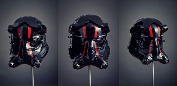 Casco de piloto TIE Fighter de la Primera Orden. Por Jimmy Cosentino y Aaron Chernak.