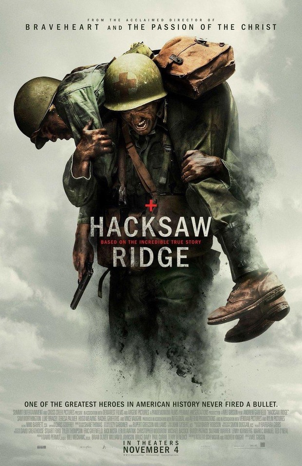 'Hacksaw Ridge' póster.