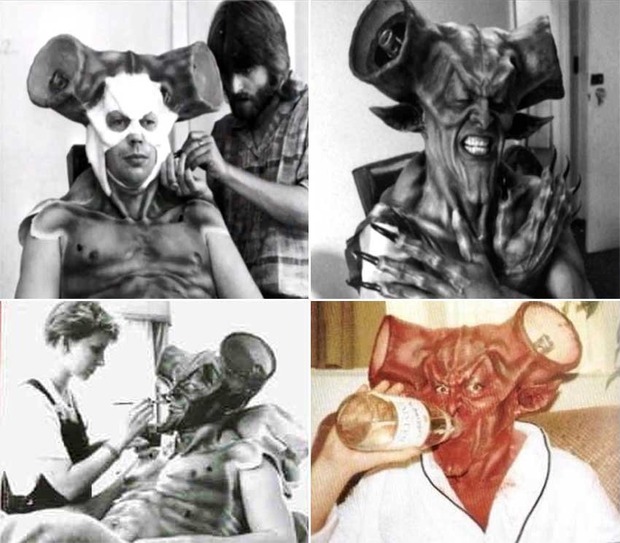 Rob Bottin maquillando a Tim Curry en 'Legend'.
