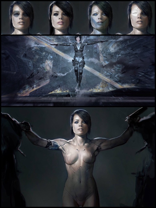 Concept art de Margot Robbie para 'Ghost in the Shell'.