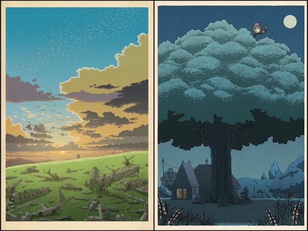 Láminas de Bill Mudron dedicadas a las películas de Miyazaki (2).