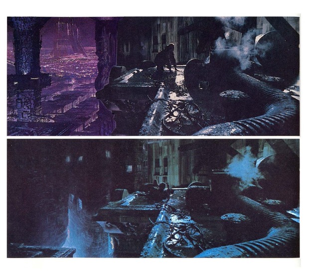 'Blade Runner' matte painting alternativo vs utilizado. 