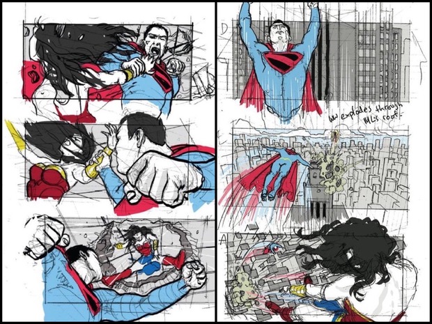 Muestra del storyboard de la fallida 'Liga de la Justicia' de George Miller.