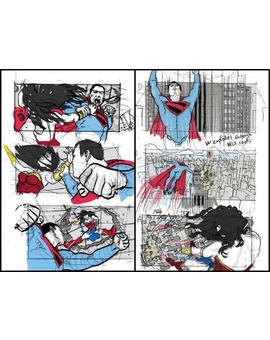 Muestra del storyboard de la fallida 'Liga de la Justicia' de George Miller.
