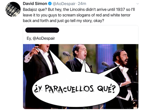 Puede, puede, que yo no este tan desencaminado y el proyecto de David Simon sobre la Guerra Civil esté centrado en el Batallón Lincoln. Lo demás, como se ve, empieza a dar vergüenza ajena.