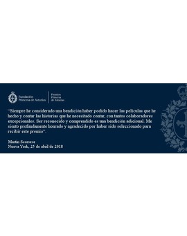 Declaraciones de Martin Scorsese ante su Premio Princesa de Asturias de las Artes 2018.
