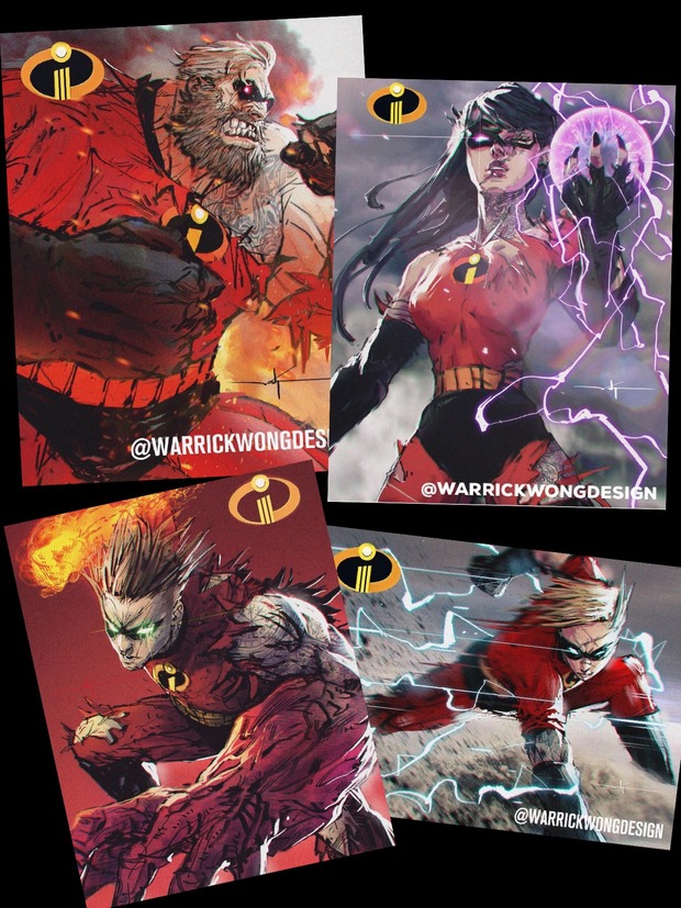  Warrick Wong reimagina Los Increíbles.