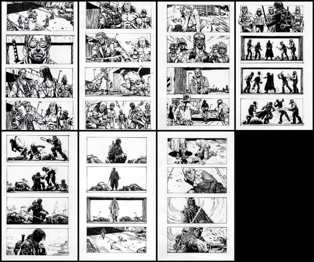Storyboard de una escena de 'El Libro de Eli' (cuando la iba a protagonizar Johnny Depp)