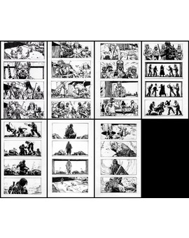 Storyboard de una escena de 'El Libro de Eli' (cuando la iba a protagonizar Johnny Depp)