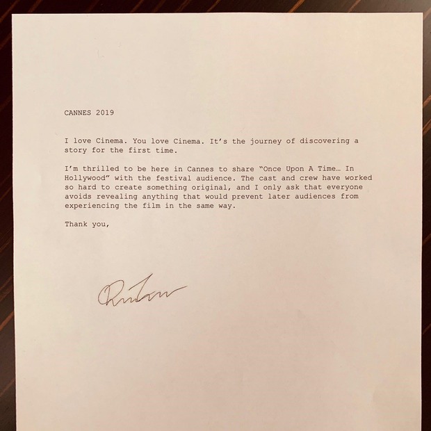Tarantino pide que no se hagan spoilers de 'Once Upon A Time In Hollywood'.