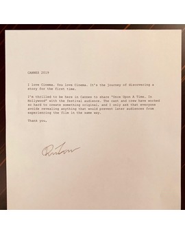 Tarantino pide que no se hagan spoilers de 'Once Upon A Time In Hollywood'.