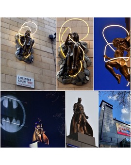 Batman y Wonder Woman de bronce en Londres.
